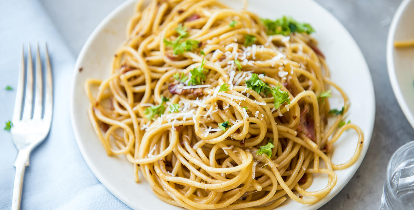 Spaghetti Alio E Olio with Bacon